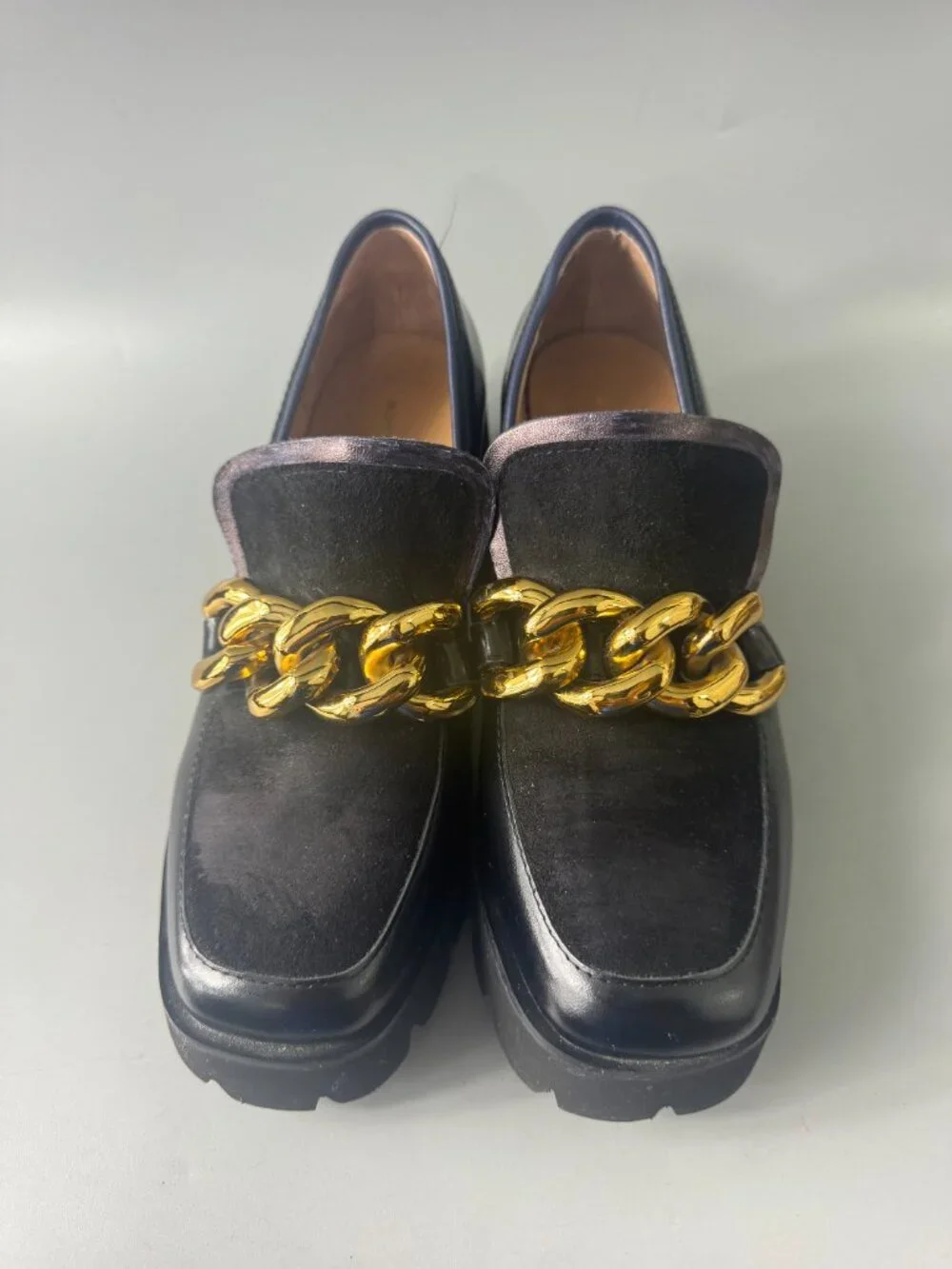 ALL BLACK Chunks Link Lady Lugg Slip-On Loafer,  Women's Size 37